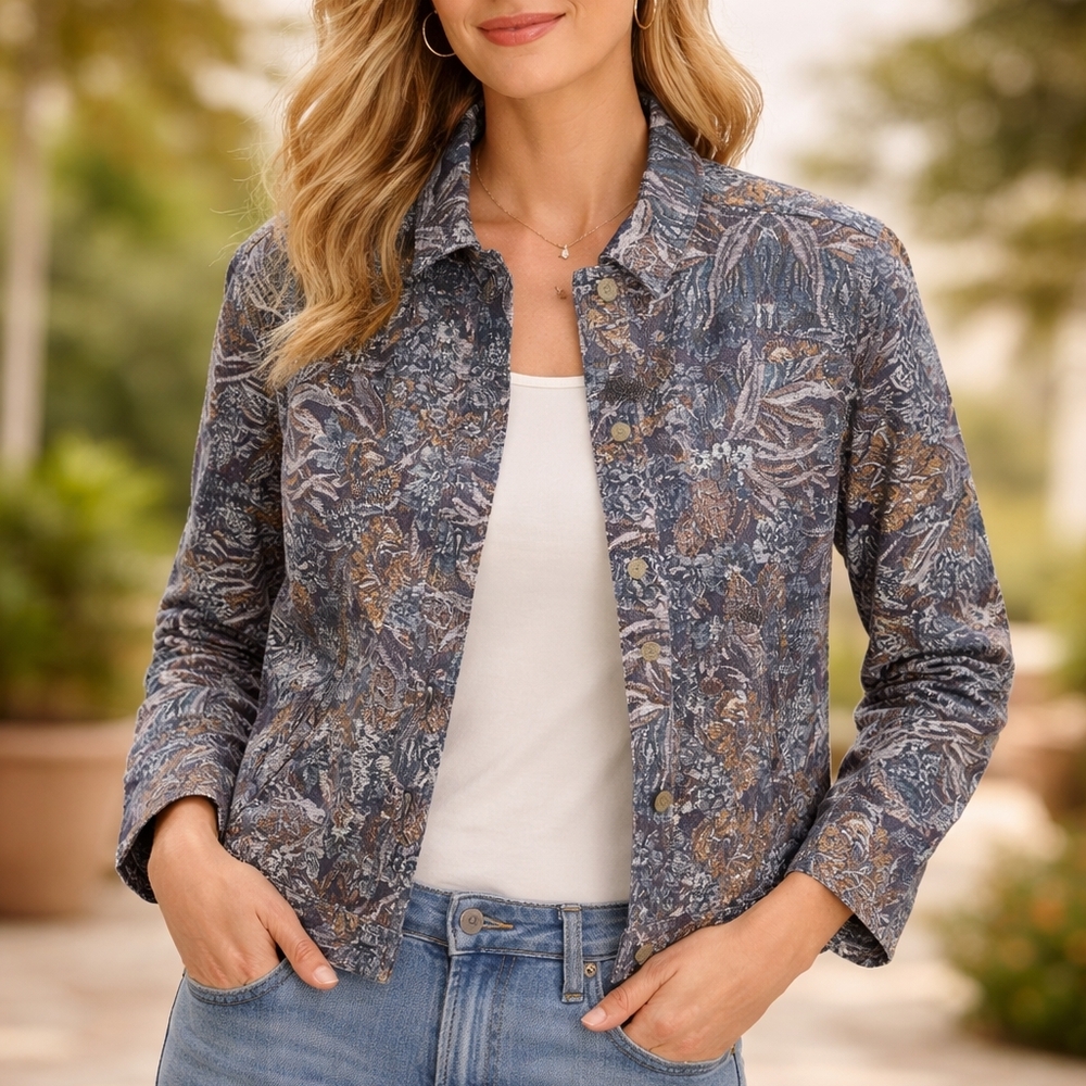 Westbound, Vintage Blue Tapestry Jacket, Sz PS